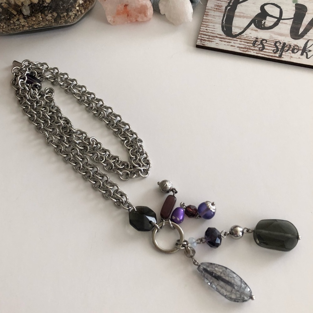 EUC Lia Sophia Chain Necklace w/ stone charms